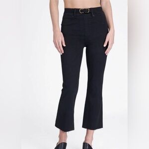 SPANX Black Crop stretch Jeans with Raw Hem
